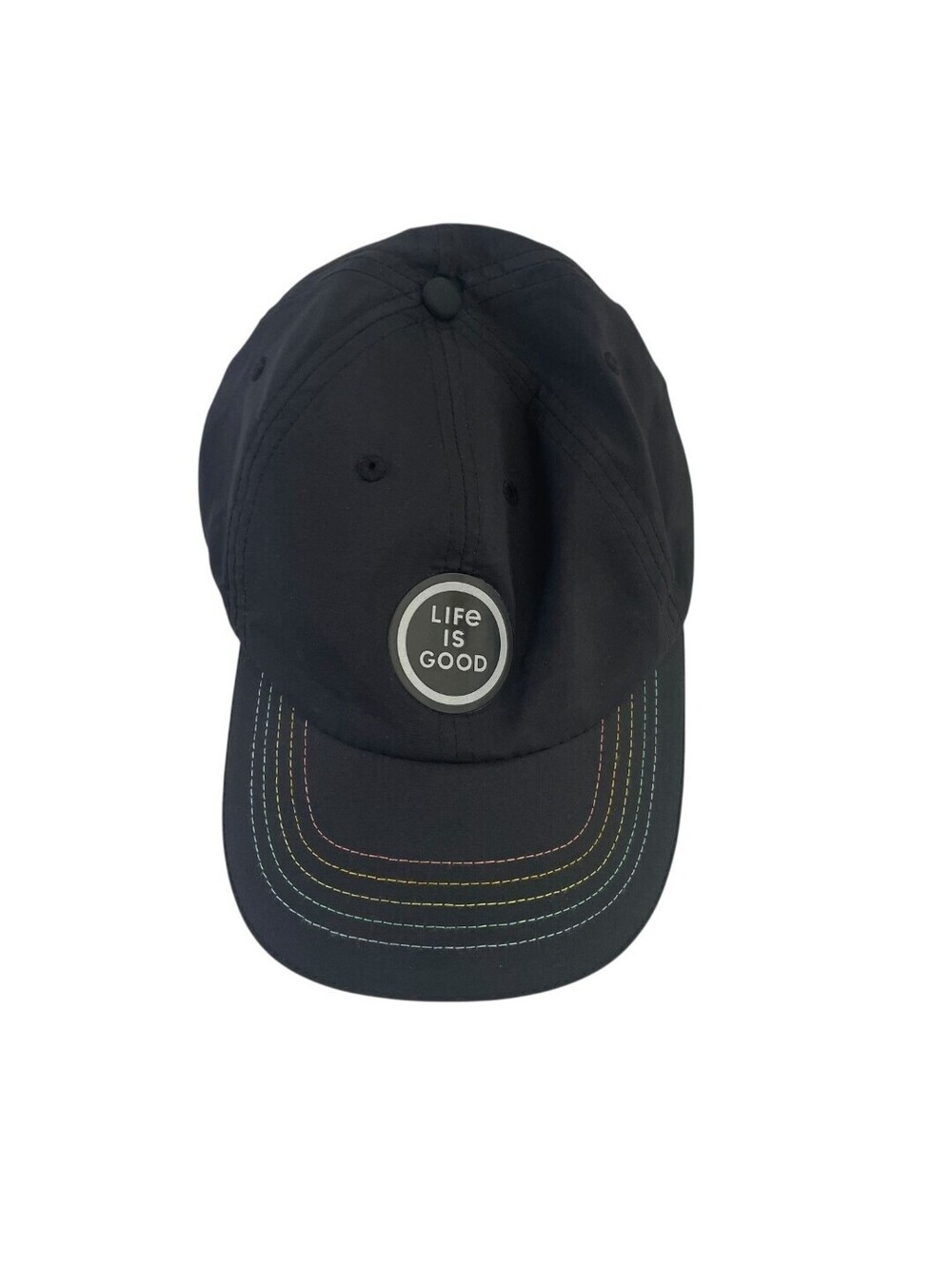 Life Is Good Baseball Cap Womens One Size Black Rainbow Pride Stitch Adjustable